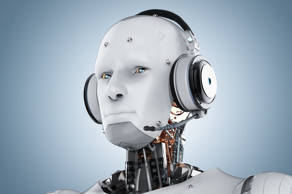 humanoid robot with headset